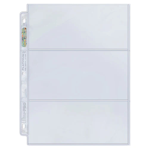 Ultra Pro PLATINUM 3 Pocket HORIZONTAL 3.5" x 7.5" Pages - BOX of 100